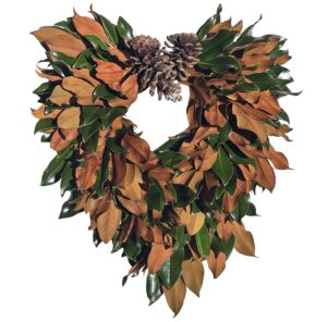 Autumn leaf and pinecone wreath for seasonal home decor.